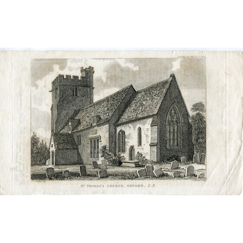 Église Saint-Thomas, Oxford. Gravure de J. Barnett d'après un dessin de J.C. Buckler.