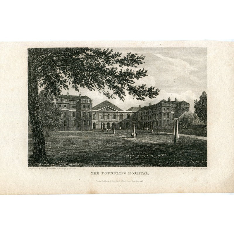 England. The Foundling Hospital, engraved in 1816 by Elizabeth Byrne after a drawing by J.P. Neale.