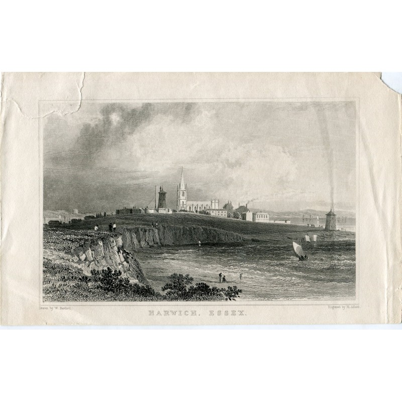 Angleterre. Harwich, Essex, gravé par J. Adlar d'après un dessin de W. Bartlett.