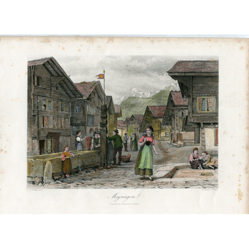 Switzerland. Meyringen, antique print by C.W. Sharpe from a work by G.G. Kilburne