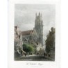 Belgique. Cathédrale de Bruges. Gravure de 1876 par T. Heawood d'après une œuvre d'E. George.