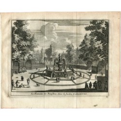 The Fountain of the Dolphins at Gardens of Aranjuez (Spain) - Pieter Van der Aa - 1715 print