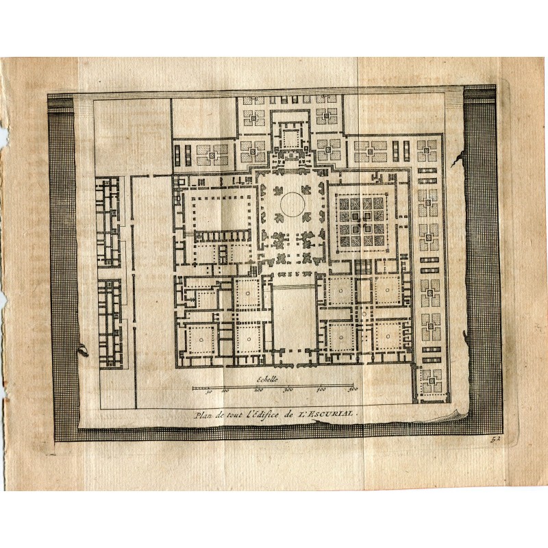 Plan des gesamten Escorial-Gebäudes. Gravur 1715 von Vander Aa. Akvarez de Colmenar.