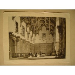 The Great Hall, Burghley House - Antique lithograph