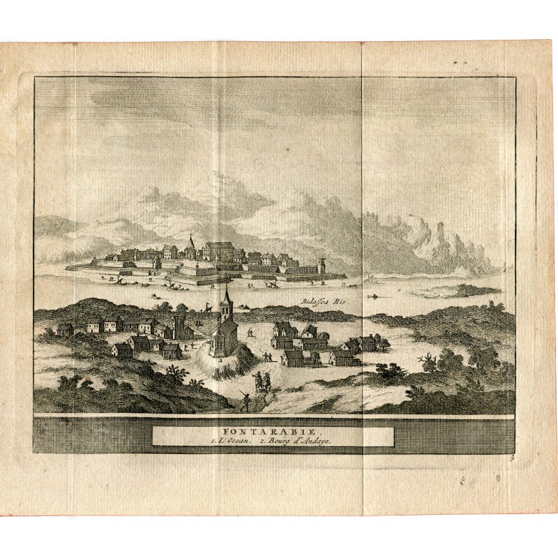 Guipuzcoa. Fuenterrabia. Kupferstich von Peter Vander Aa. Alvarez de Colmenar. 1715