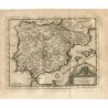 Carte de l'Espagne et du Portugal - Gravure sur acier ancienne - Pieter Van der Aa (Alvarez de Comenar). 1715.