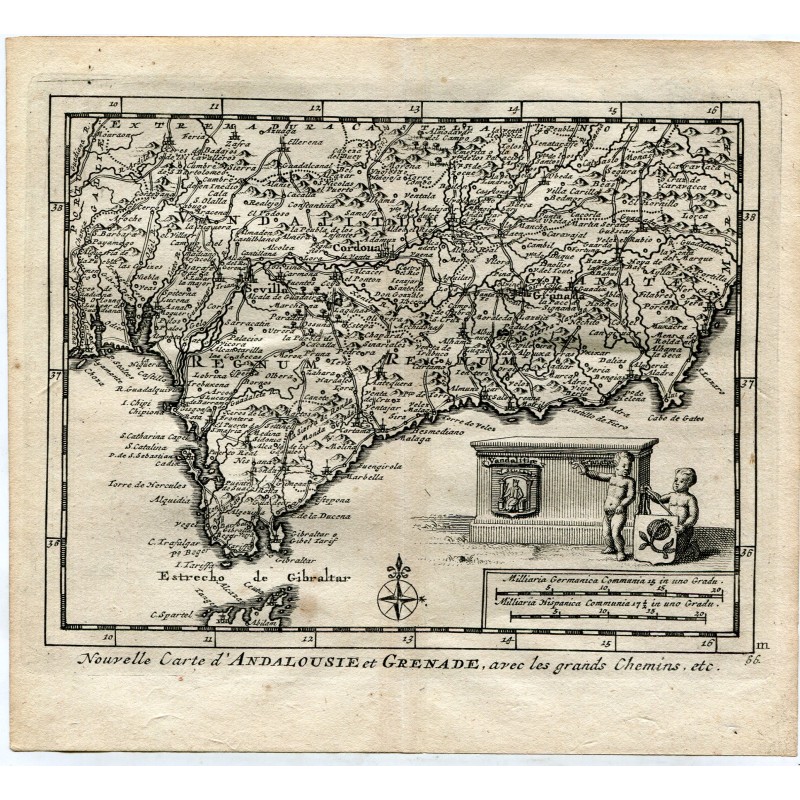 Antique map of Andalusia and Grenade (Spain) - 1715 - Antique steel engraving - Pieter Van der Aa (Alvarez de Comenar)
