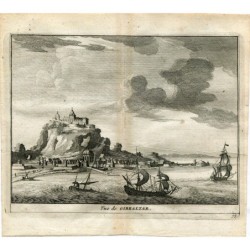 Antike Ansicht von Gibraltar – 1715 – Antiker Stahlstich – Pieter Van der Aa (Alvarez de Comenar)