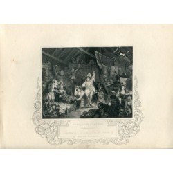 Strolling Players rehearsing in a barn, after William Hogarth