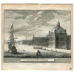 Ribeira-Palast in Lissabon (Portugal) - Stich von 1715 - Pieter Van der Aa (Alvarez de Comenar)