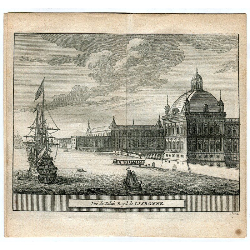 Palais Ribeira à Lisbonne (Portugal) - Gravure 1715 - Pieter Van der Aa (Alvarez de Comenar)