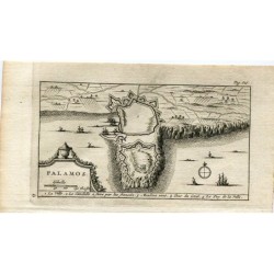 Plan von Palamos, Girona (Spanien) im Jahr 1707 - Van der Aa