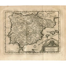 Mappa della Spagna e del Portogallo - Antica incisione su acciaio - Pieter Van der Aa (Álvarez de Comenar). 1715.