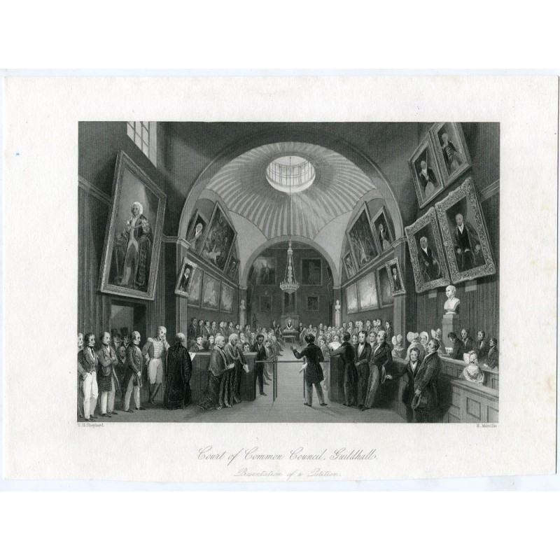 Court of Common Council, Guildhall – Kupferstich von 1841 – nach TH Shepherd