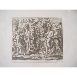 Bibbia di Raffaello. Giacobbe fugge da Labano a Canaan. 1674