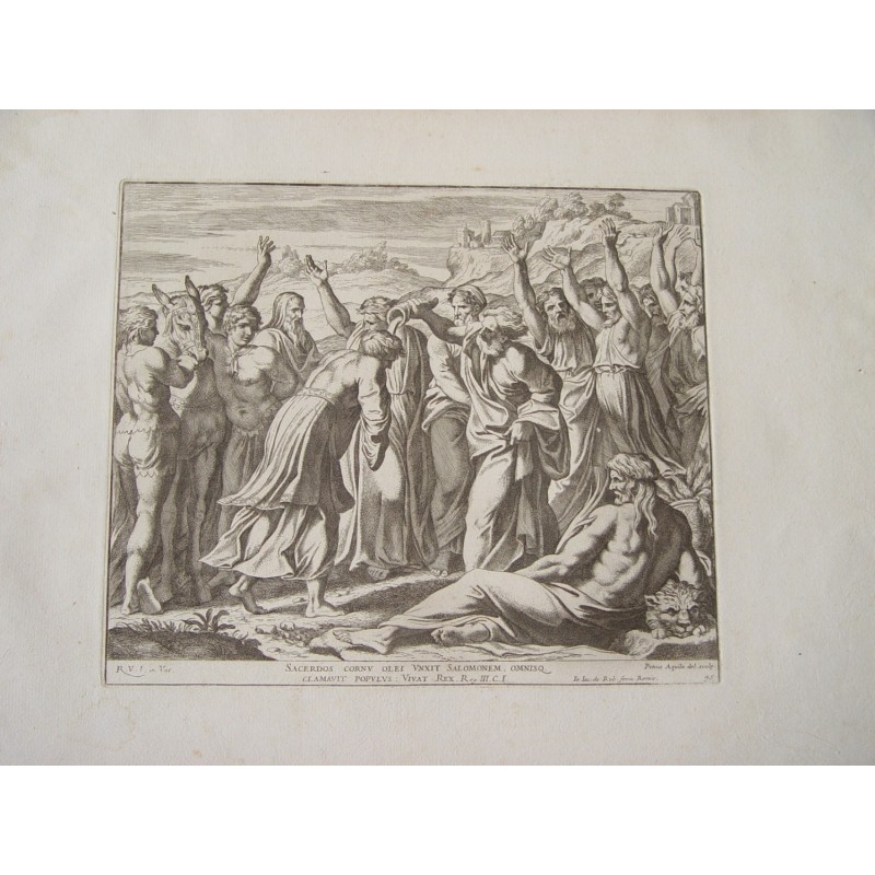 Raphael Bible.Zadok anointed Solomon as king. 1674