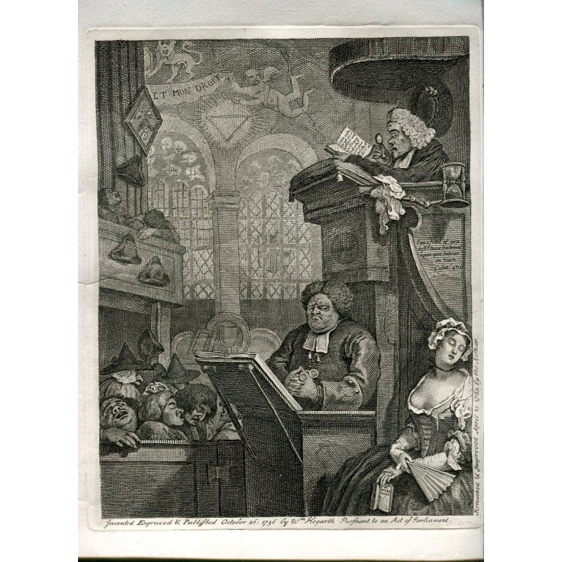 Die schlafende Gemeinde. Nach William Hogarth. Heath-Ausgabe 1822
