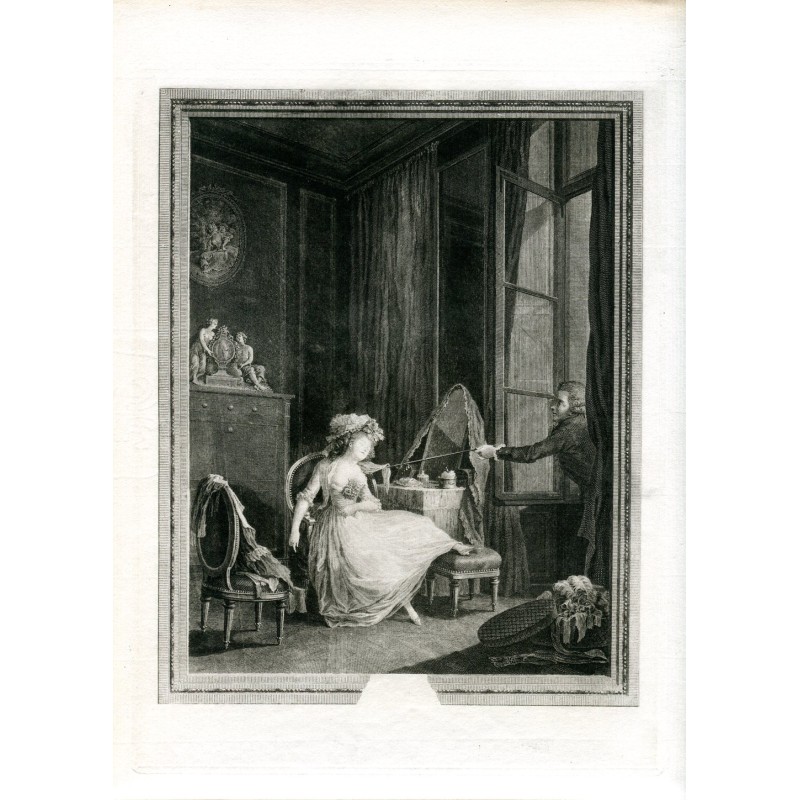 L'amour frivole gravé par JF Beauvarlet d'après une œuvre de Boucher