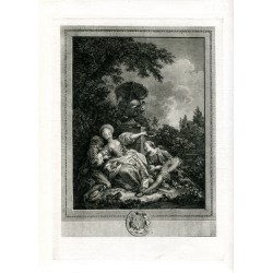 La Coquette Fixée, incisa da J. Dambrun da un'opera di Fragonard