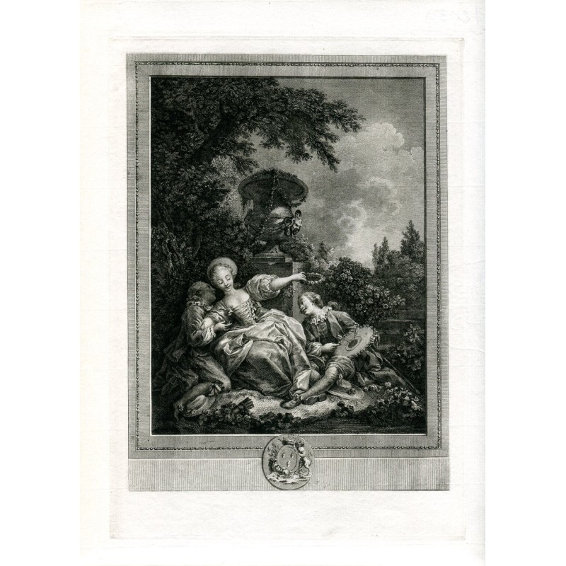 La Coquette Fixée, incisa da J. Dambrun da un'opera di Fragonard