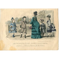 Coppia di litografie de "La Prima Età". Infanzia illustrata da H. Lefevre