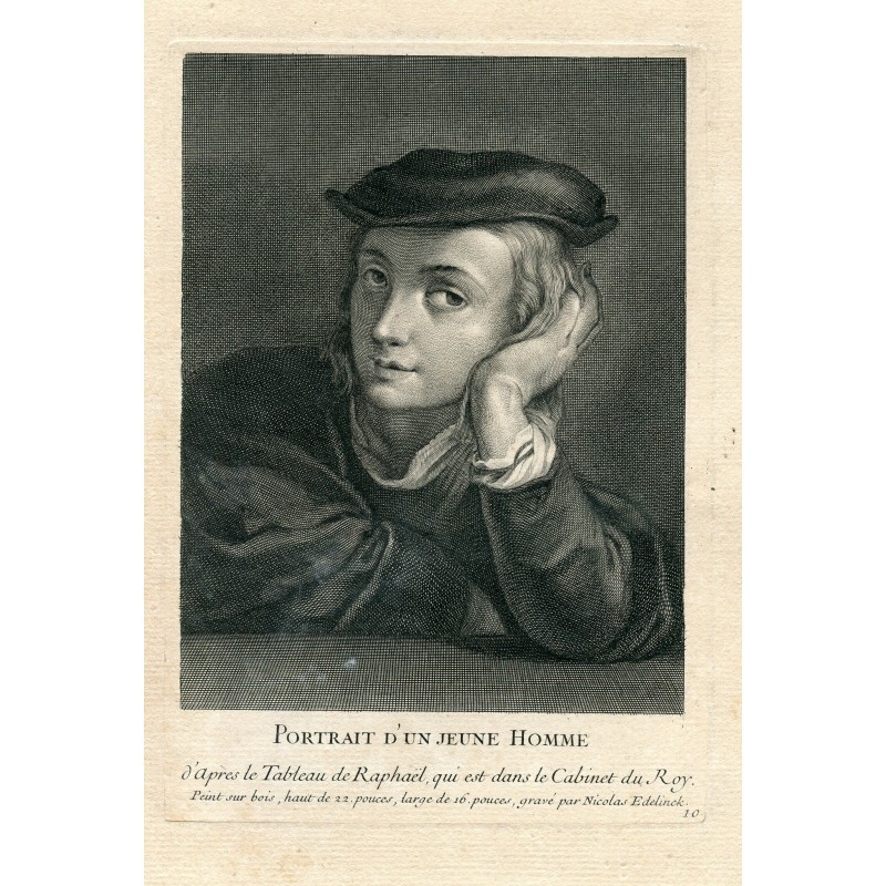 Portrait d'un jeune homme.  grabado por Nicolas Edelinck