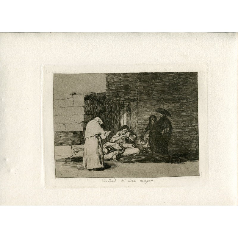 Gravure de Goya. Désastres de la guerre, première édition, 1863. Planche 49 « La charité d'une femme ».