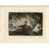 Gravure de Goya. Désastres de la guerre, première édition, 1863. Planche 41 « Ils s'échappent à travers les flammes ».