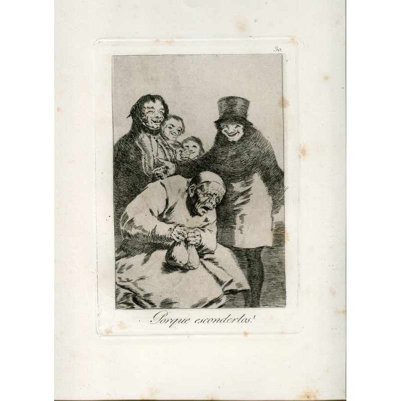 Acquaforte di Goya. "Porque esconderlos?" (Perché nasconderli?). Tavola 30 da "I Capricci". Quinta edizione (1881-1886)
