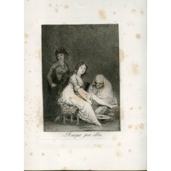 Goya etching. 'Ruega por ella' (Pray for her). Plate 31 from The Caprices. 5th edition (1881-1886)