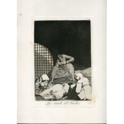 Acquaforte di Goya. 'Las rinde el sueño' (Il sonno li vince). Piastra 34 da I Capricci. 5a edizione (1881-1886)
