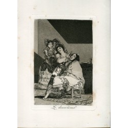 Goya etching. 'Le descañona' (She fleeces him). Plate 35 from The Caprices. 5th edition (1881-1886)