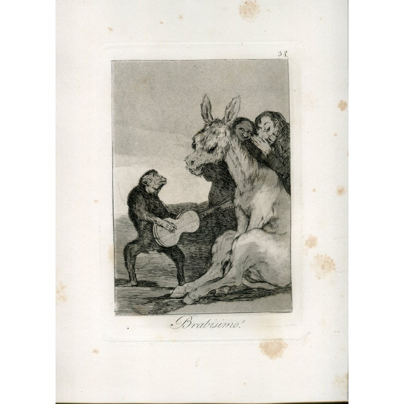 Radierung von Goya. „Brabisimo!“ (Bravo!). Tafel 38 aus „Die Capricen“. 5. Auflage (1881–1886)