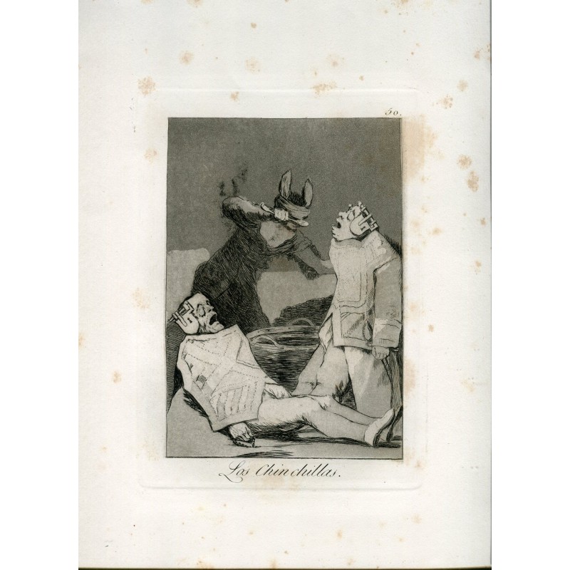 Die Chinchillas, Kupferstich Nr. 50, Original von Goya, 5. Auflage (1881–1886).