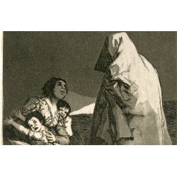The bogeyman is coming, original engraving n 3 by Goya, 5th edition (1881-1886).
