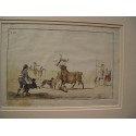 Corrida de toros. Grabado original de Antonio Carnicero (1748-1814) de la serie 'La tauromaquia' 1790