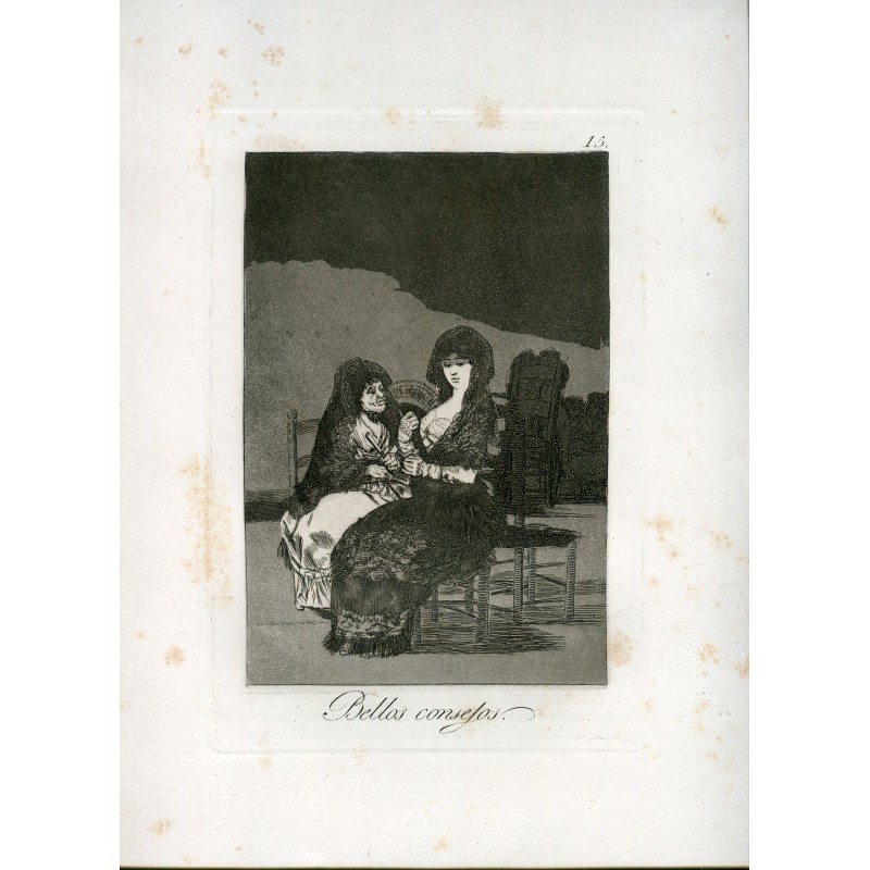 Beaux conseils, gravure n 15 originale de Goya 5e édition (1881-1886).