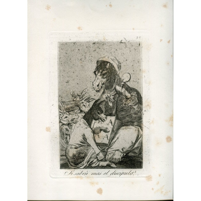 Falls der Schüler mehr weiß, Kupferstich Nr. 37, Original von Goya, 5. Auflage (1881-1886).