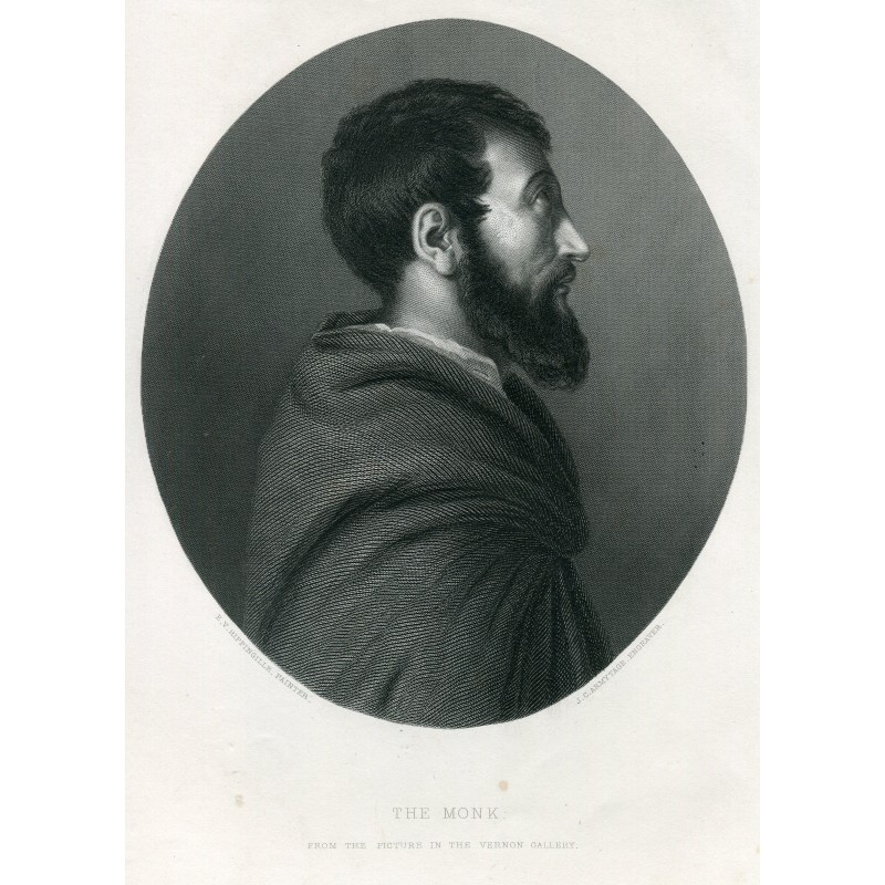 The Monk (Capuchin Friar) - Antique steel engraving - After E V Rippingille