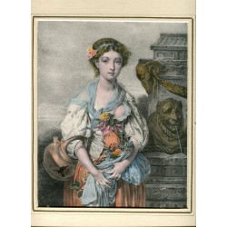 The Broken Pitcher. Lithograph after Jean Baptiste Greuze