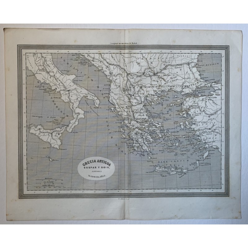 Map of Antique Greece. Engraved by R. Alabern (1853)