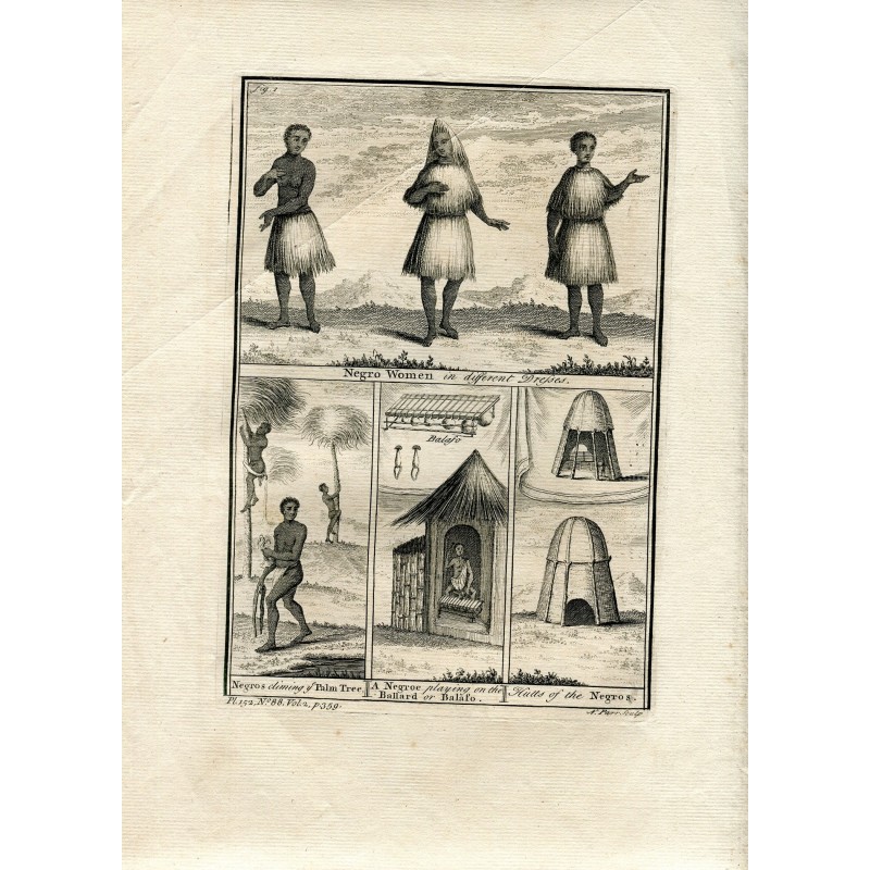 Illustrationen von Schwarzen. Kupferstich von N. Parr (1752-1759)