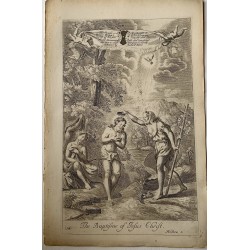 Die Taufe Christi. Stahlstich nach G. Freman, 17. Jahrhundert.