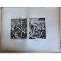 William Hogarth. Serie completa de grabados del Quijote (Tres grabados dobles)