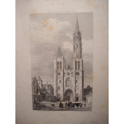 Kathedrale Notre-Dame in Senlis. Frankreich. Satz von 5 antiken Lithographien. Alte Drucke (1831)
