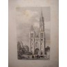Notre-Dame Cathedral at Senlis. France. Set of 5 antique lithographies. Old prints (1831)