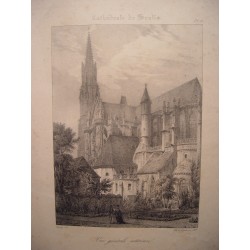 Kathedrale Notre-Dame in Senlis. Frankreich. Satz von 5 antiken Lithographien. Alte Drucke (1831)