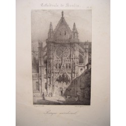 Cattedrale di Notre Dame a Senlis. Francia. Set di 5 litografie antiche. Stampe antiche (1831)