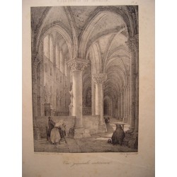 Cattedrale di Notre Dame a Senlis. Francia. Set di 5 litografie antiche. Stampe antiche (1831)
