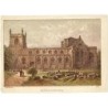 Bangor Cathedral, Wales - Antique steel coloured engraving old print.